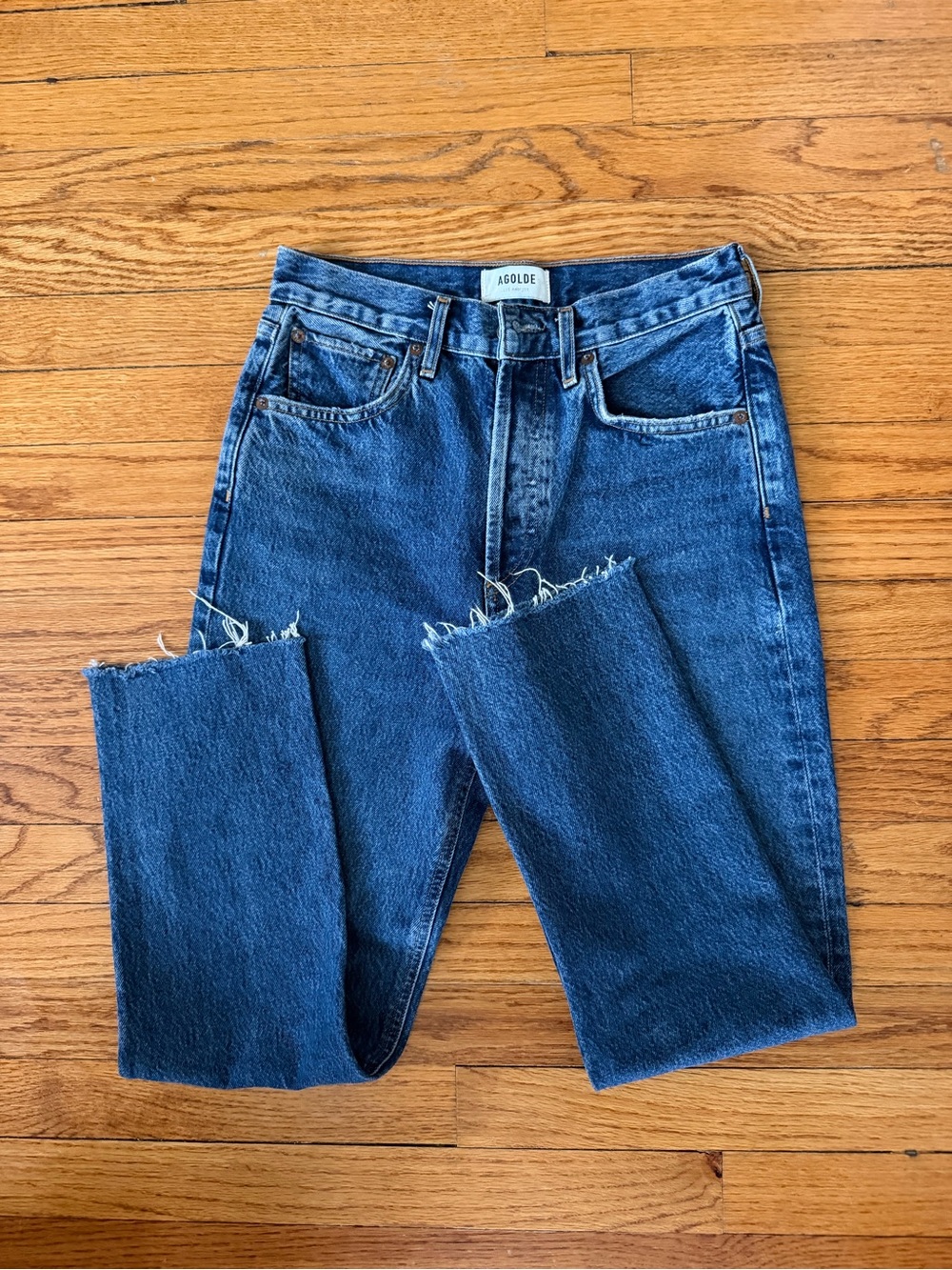 AGOLDE Dark Blue Straight-Leg Ankle Jeans